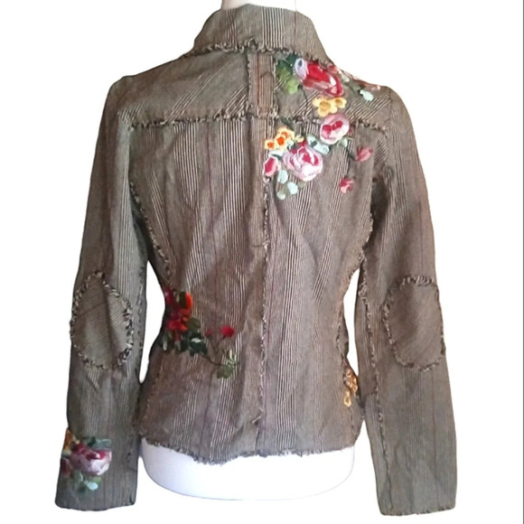 DB Sport Floral Embroidered Glenn Plaid Two Button Lined Blazer Size Small - Picture 2 of 9
